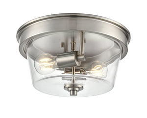 Flush Mounts Strayhan Flush Mount Fixture - Brushed Nickel - Clear Glass - 13in. Diameter - E26 Medium Base