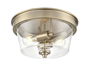 Flush Mounts Strayhan Flush Mount Fixture - Modern Gold - Clear Glass - 13in. Diameter - E26 Medium Base