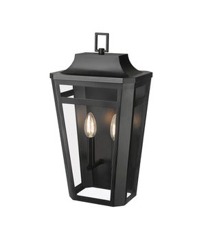 Wall Sconces Sumerlin Outdoor Wall Sconce - Powder Coated Black - Clear Glass - 8in. Extension - E12 Candelabra Base