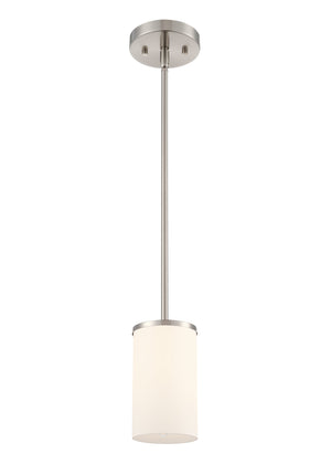 Pendant Fixtures Verlana Pendant Fixture - Brushed Nickel - Etched White Glass - 5in. Diameter - E26 Medium Base