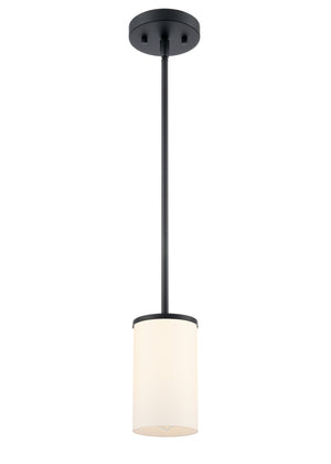 Pendant Fixtures Verlana Pendant Fixture - Matte Black - Etched White Glass - 5in. Diameter - E26 Medium Base