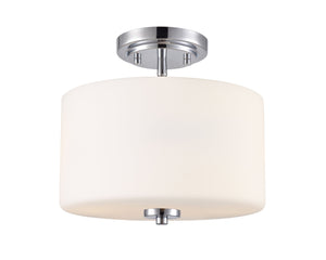 Flush Mounts Verlana Semi-Flush Mount Fixture - Chrome - Etched Opal Glass - 11in. Diameter - E26 Medium Base