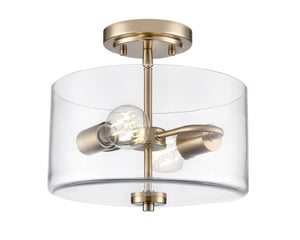 Flush Mounts Verlana Semi-Flush Mount Fixture - Modern Gold - Clear Glass - 11in. Diameter - E26 Medium Base
