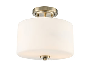 Flush Mounts Verlana Semi-Flush Mount Fixture - Modern Gold - Etched Opal Glass - 11in. Diameter - E26 Medium Base