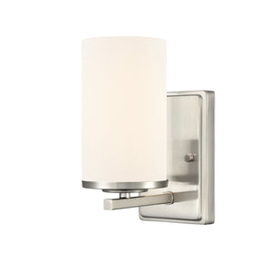 Wall Sconces Verlana Wall Sconce - Brushed Nickel - Etched White Glass - 6.5in. Extension - E26 Medium Base
