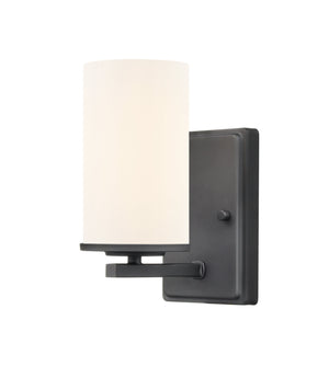 Wall Sconces Verlana Wall Sconce - Matte Black - Etched White Glass - 6.5in. Extension - E26 Medium Base