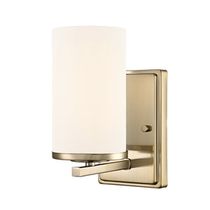 Wall Sconces Verlana Wall Sconce - Modern Gold - Etched White Glass - 6.5in. Extension - E26 Medium Base