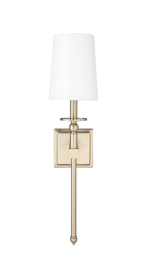 Wall Sconces Wall Sconce - Modern Gold - White Linen Shade - 7in. Extension - E12 Candelabra Base