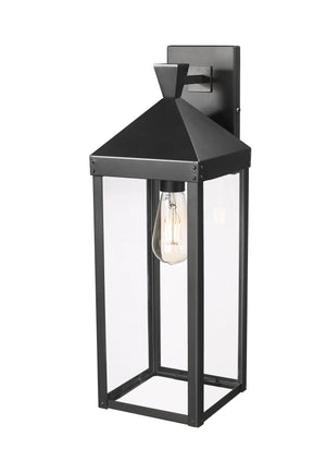 Wall Sconces Yates Outdoor Wall Sconce - Powder Coated Black - Clear Glass - 8.25in. Extension - E26 Medium Base