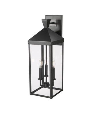 Wall Sconces Yates Outdoor Wall Sconce - Powder Coated Black - Clear Glass - 9.75in. Extension - E12 Candelabra Base