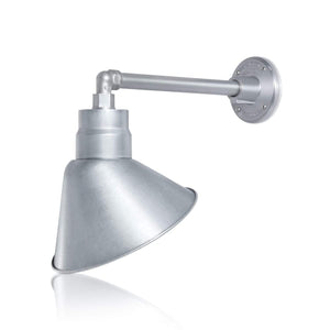 Fovero RLM 10" Galvanized RLM Angle Shade With Gooseneck Arm 13” Galvanized Straight Arm With Height of 2"