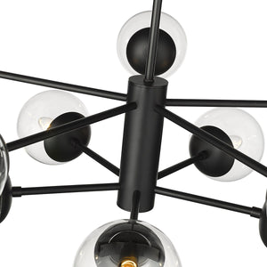 Chandeliers 10 Lamps Avell Chandelier - Matte Black Finish - Clear Glass - 36in Diameter - E12 Candelabra Base