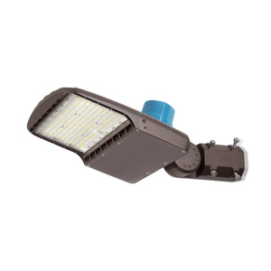 LED Shoe Box 100W LED Parking Lot Light - Split Fit Mount - 14,000lm - 100/277VAC - Photocell - 5000K - DLC 5.1