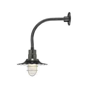 ECO-RLM 12'' Satin Black Radial Wave Shade With Gooseneck 13'' Satin Black Vertical Gooseneck Arm With Arm Height of 12''