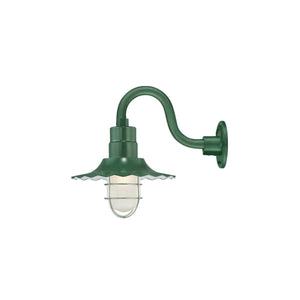 ECO-RLM 12'' Satin Green Radial Wave Shade With Gooseneck 10'' Satin Green Gooseneck Arm With Arm Height of 6''