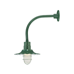 ECO-RLM 12'' Satin Green Radial Wave Shade With Gooseneck 13'' Satin Green Vertical Gooseneck Arm With Arm Height of 12''