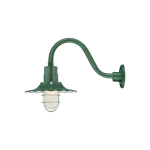 ECO-RLM 12'' Satin Green Radial Wave Shade With Gooseneck 14 1/2'' Satin Green Gooseneck Arm With Arm Height of 7 1/2''