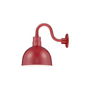ECO-RLM 12'' Satin Red Deep Bowl Shade With Gooseneck 10'' Satin Red Gooseneck Arm With Arm Height of 6''