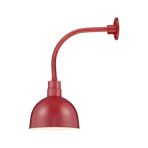 ECO-RLM 12'' Satin Red Deep Bowl Shade With Gooseneck 13'' Satin Red Vertical Gooseneck Arm With Arm Height of 12''