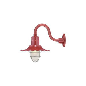 ECO-RLM 12'' Satin Red Radial Wave Shade With Gooseneck 10'' Satin Red Gooseneck Arm With Arm Height of 6''