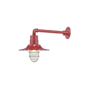 ECO-RLM 12'' Satin Red Radial Wave Shade With Gooseneck 13'' Satin Red Straight Arm