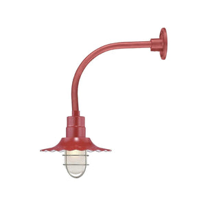 ECO-RLM 12'' Satin Red Radial Wave Shade With Gooseneck 13'' Satin Red Vertical Gooseneck Arm With Arm Height of 12''