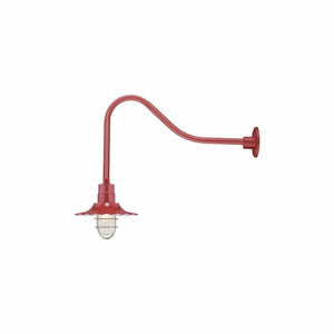 ECO-RLM 12'' Satin Red Radial Wave Shade With Gooseneck 23'' Satin Red Gooseneck Arm With Arm Height of 14''