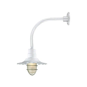 ECO-RLM 12'' White Radial Wave Shade With Gooseneck 13'' White Vertical Gooseneck Arm With Arm Height of 12''