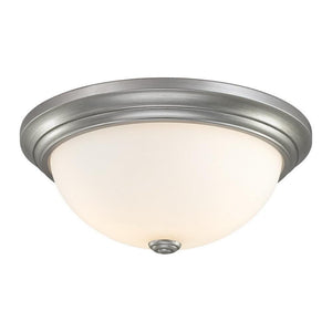 Flush Mounts 13'' Flush Mount Ceiling Fixture with Etched White Glass Rubbed Silver