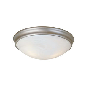 Flush Mounts 14'' Flush Mount Ceiling Fixture with Faux Alabaster Glass - Satin Nickel