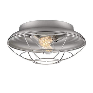 Flush Mounts 14'' Flush Mount Ceiling Fixture with Wire Guard Satin Nickel
