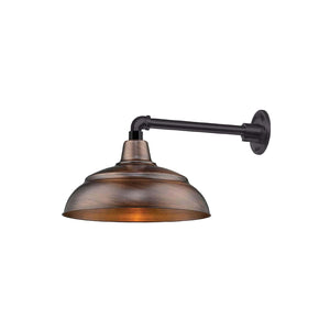 ECO-RLM 14'' Natural Copper Warehouse Shade With Gooseneck 13'' Aluminum Painted Satin Black Straight Arm