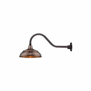 ECO-RLM 14'' Natural Copper Warehouse Shade With Gooseneck 21 1/2'' Aluminum Painted Satin Black Gooseneck Arm With Arm Height of 6 1/2''