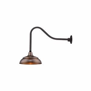 ECO-RLM 14'' Natural Copper Warehouse Shade With Gooseneck 23'' Aluminum Painted Satin Black Gooseneck Arm With Arm Height of 14''