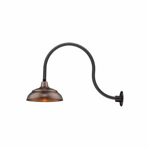 ECO-RLM 14'' Natural Copper Warehouse Shade With Gooseneck 24'' Aluminum Painted Satin Black Gooseneck Arm With Arm Height of 15''