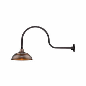 ECO-RLM 14'' Natural Copper Warehouse Shade With Gooseneck 30'' Aluminum Painted Satin Black Gooseneck Arm With Arm Height of 13''