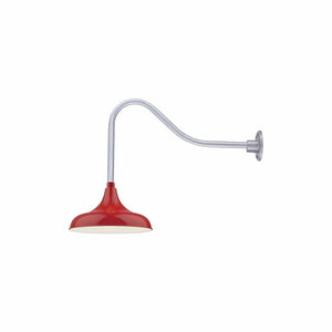 ECO-RLM 14'' Satin Red Aluminum Modified Warehouse Shade With Gooseneck 23'' Aluminum Gooseneck Arm With Arm Height of 14''