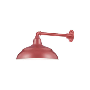 ECO-RLM 14'' Satin Red Warehouse Shade With Gooseneck 13'' Satin Red Straight Arm