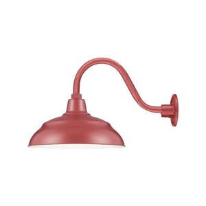 ECO-RLM 14'' Satin Red Warehouse Shade With Gooseneck 14 1/2'' Satin Red Gooseneck Arm With Arm Height of 7 1/2''