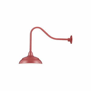 ECO-RLM 14'' Satin Red Warehouse Shade With Gooseneck 23'' Satin Red Gooseneck Arm With Arm Height of 14''