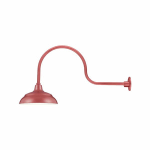ECO-RLM 14'' Satin Red Warehouse Shade With Gooseneck 30'' Satin Red Gooseneck Arm With Arm Height of 13''