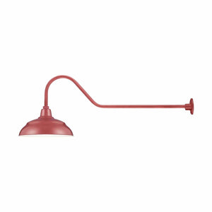 ECO-RLM 14'' Satin Red Warehouse Shade With Gooseneck 41'' Satin Red Gooseneck Arm With Arm Height of 9''
