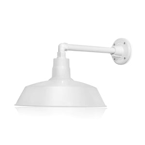 Fovero RLM 14'' White RLM Barn Light Shade With Gooseneck Arm 13” White Straight Arm With Height of 2"