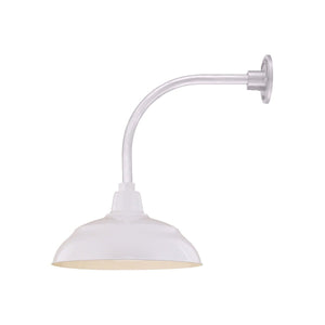 ECO-RLM 14'' White Warehouse Shade With Gooseneck 13'' White Vertical Gooseneck Arm With Arm Height of 12''