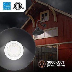 14in Integrated LED Gooseneck Barn Light Fixture With Adjustable Swivel Head - Photocell - Black - Renewed
