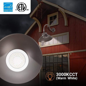 Integrated LED RLM 14in. Integrated LED Gooseneck Barn Light Fixture With Adjustable Swivel Head - Photocell - Bronze