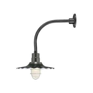 ECO-RLM 15'' Satin Black Radial Wave Shade With Gooseneck 13'' Satin Black Vertical Gooseneck Arm With Arm Height of 12''