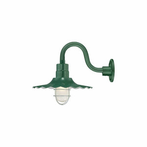ECO-RLM 15'' Satin Green Radial Wave Shade With Gooseneck 10'' Satin Green Gooseneck Arm With Arm Height of 6''