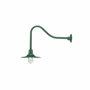 ECO-RLM 15'' Satin Green Radial Wave Shade With Gooseneck 23'' Satin Green Gooseneck Arm With Arm Height of 14''