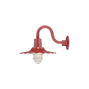 ECO-RLM 15'' Satin Red Radial Wave Shade With Gooseneck 10'' Satin Red Gooseneck Arm With Arm Height of 6''